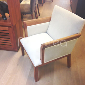 Sitial 006 blanco con bordes de madera